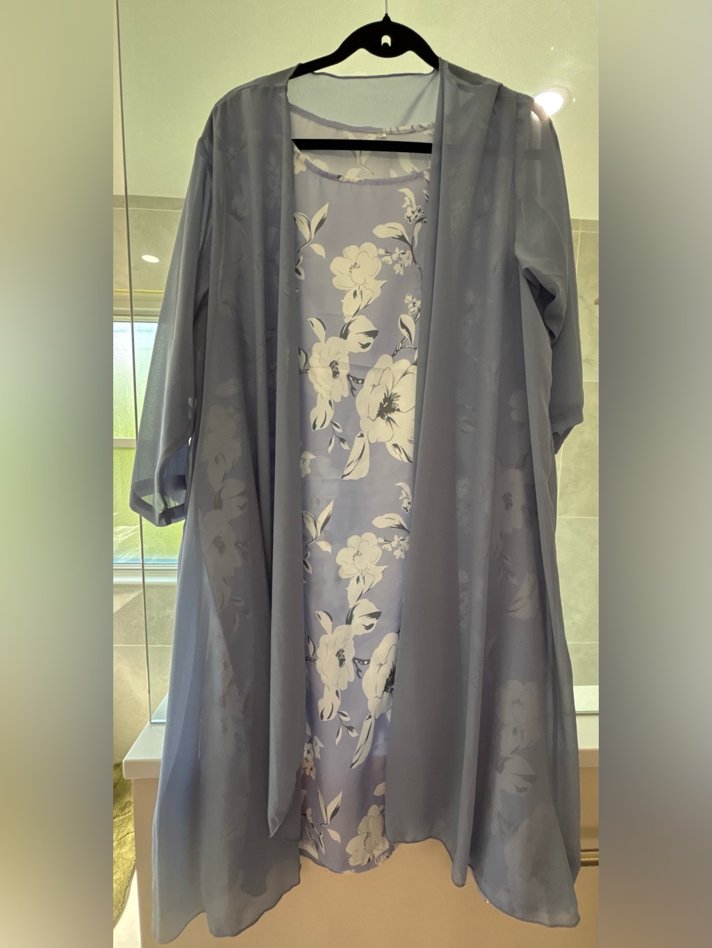Light Lavender Floral Two-Piece Sheer Sheath Dress